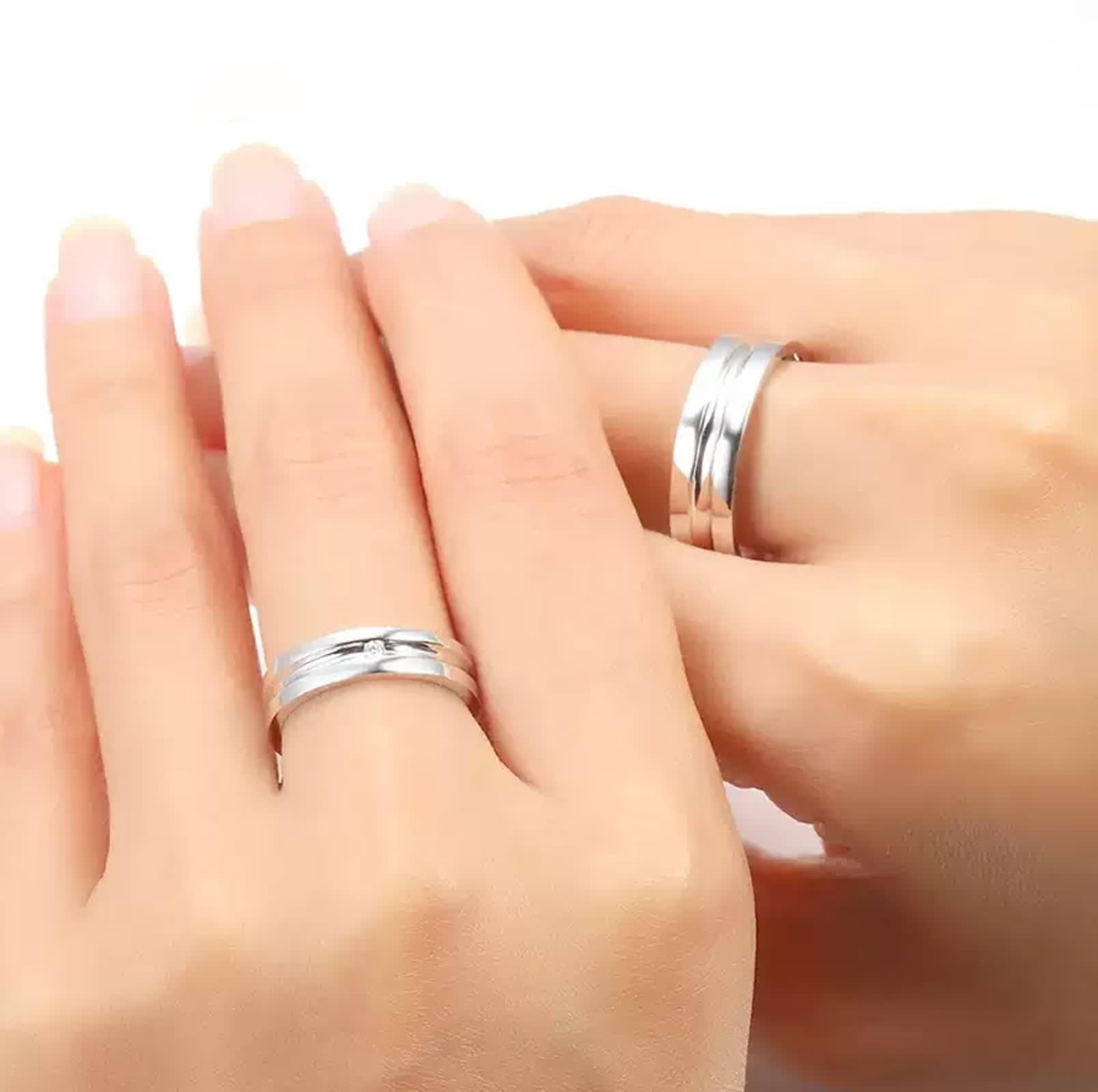 Anillos de boda de plata, anillo de compromiso para hombres pulido joyas auténticas Pt950, tamaño 66 (21.0)