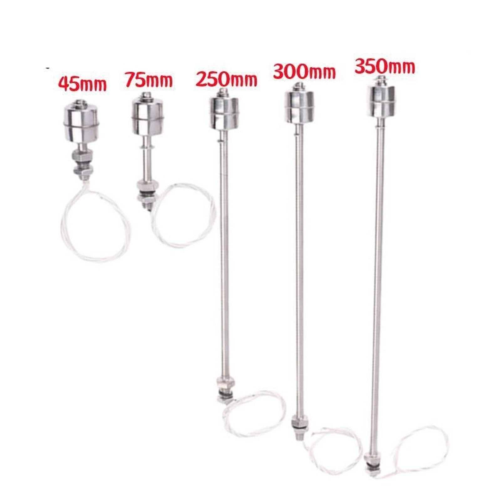 45/75/250/300/350 millimetri In Acciaio Inox Interruttore A Galleggiante Serbatoio Liquido Sensore di Livello Dell'acqua Doppia Sfera Interruttore A Galleggiante serbatoio Piscina Sensori di Flusso | Level Liquid Sensor(300MM)