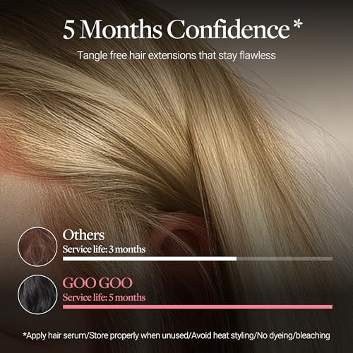 Image of GOO GOO Tape In Weft Hair Extensions Human Hair, Genius PU Long Weft Tape In Hair Extensions Real Human Hair, Silky Easy to Use, 60A Platinum Blonde 20 inch 120g