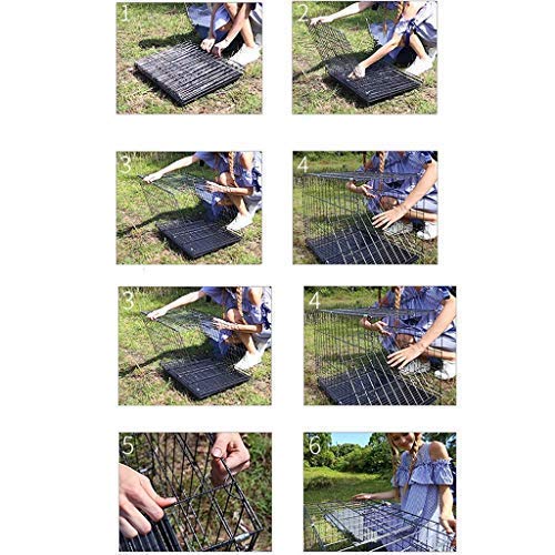 Image of RvPaws Cage House for New Born Puppies, Small Cats Kittens, Hamsters, Rabbits, Guinea Pigs Kennel & Travel Carrier Double Door Heavy Duty Folding Metal Cage 36 Inch (Silver Black)