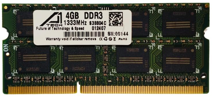 A1Tech 4GB DDR3 Laptop RAM 1333MHz So-DIMM Memory – Boost Laptop Speed and Performance with Low Latency 3 Years Warranty