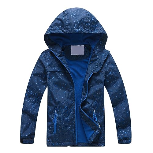 Little Child Outdoor Rainproof Windbreaker Zipper Jacket Colorful Printed Long Sleeve Hooded Jacket With 10