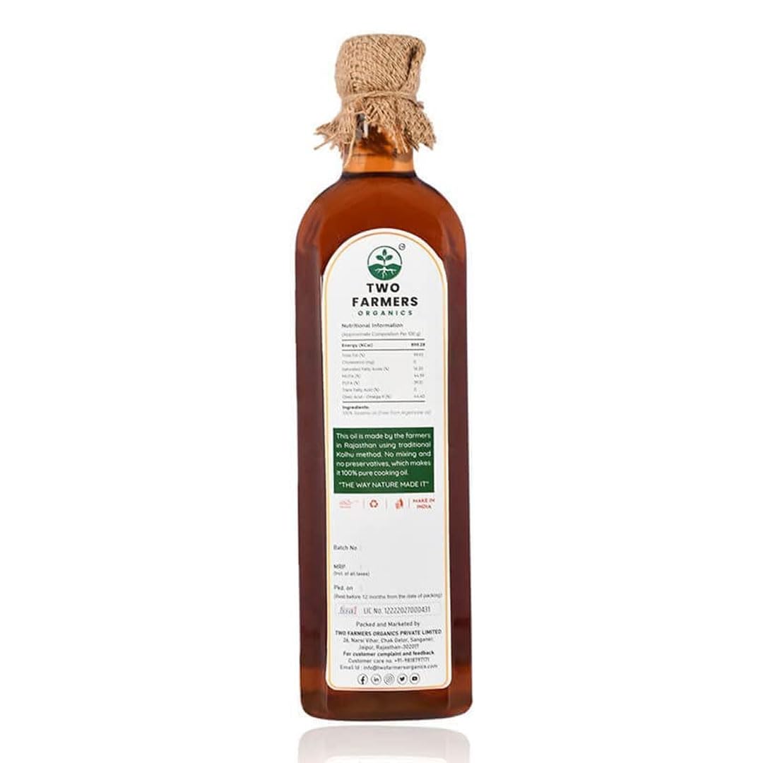 Two Farmers Organics Natural Kacchi Ghani Groundnut and Sesame Oil Cold-Pressed and Extra Virgin til Oil Moongfali Ka Tel Combo Pack (1 Ltr Pack Each) (B0C3HQP5HZ) Amazon Price History, Amazon Price Tracker