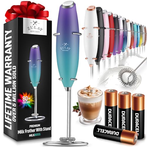 Comparison: Best Handheld Drink Mixer 10 Zulay Kitchen Powerful Milk Frother Wand With 4 AA Duracell Batteries - Ultra Fast Handheld Drink Mixer - Electric Whisk Foam Maker for Coffee, Lattes, Cappuccino, Matcha & Creamer