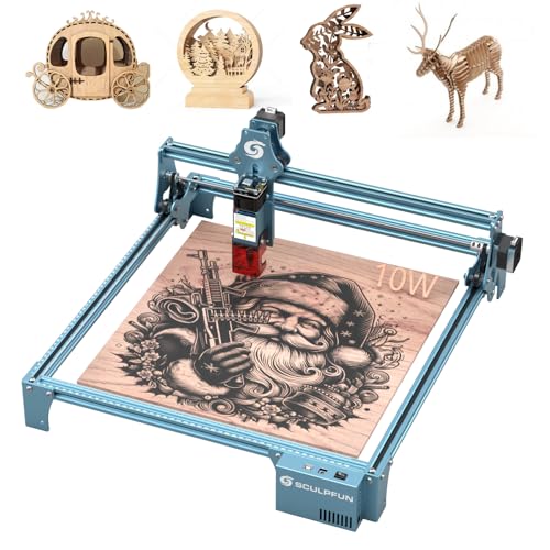 SCULPFUN S9 Pro Máquina de Grabado Láser, 10W Grabadora Laser, Precisión de Grabado de 0,01 mm, Grabador Láser de Metal Completo, Máquina de Corte Láser para Madera, Acrílico, Cuero, Área de