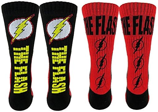 DC Comics Flash Athletic Crew Socks 2 Pair Pack (One Size, Red/Black/Yellow) | Ya disponible en tu tienda friki favorita! En mundofriki.es!