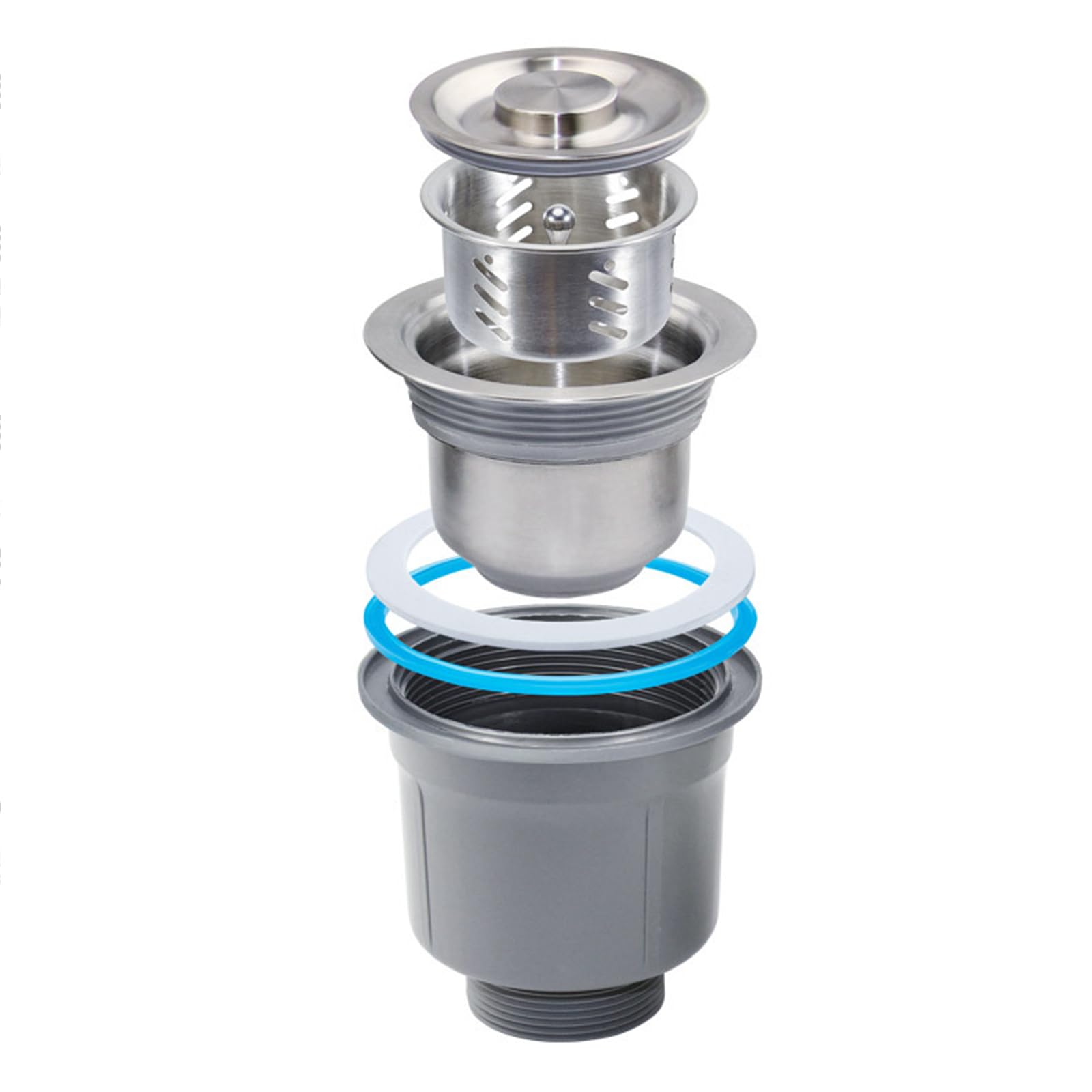 Kitchen Sink Drain Assembly 2PCS Includes Removable Strainer Basket and Stoppers for Kitchen Supplies Daily Use Sinks