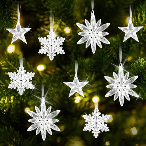 9 Stück Acryl Schneeflocke Fünfzackige Sterndekoration,...