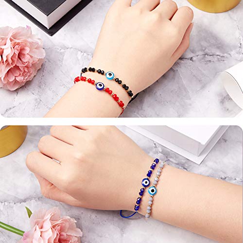 Hicarer 24 Pieces Colorful Evil Eye Beaded Bracelets Handmade Braided Rope Bracelets Adjustable Good Luck Amulet Bangle for Women Men3