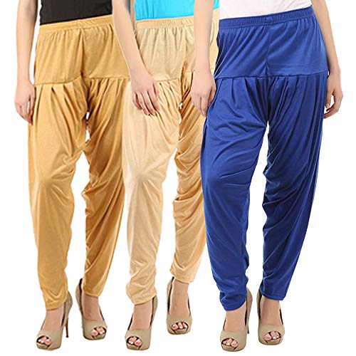 Image of Buy That Trendz Combo Offer (Pack of 3) Cotton Viscose Lycra Dhoti Patiyala Salwar Harem Bottoms Pants for Womens (White, Maroon, Black)