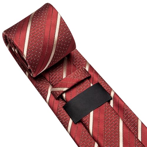 Image of Dubulle Silk Ties Set for Men Formal Paisley Striped Necktie Pocket Square Cufflinks 3PCS Sets Wedding Business Party