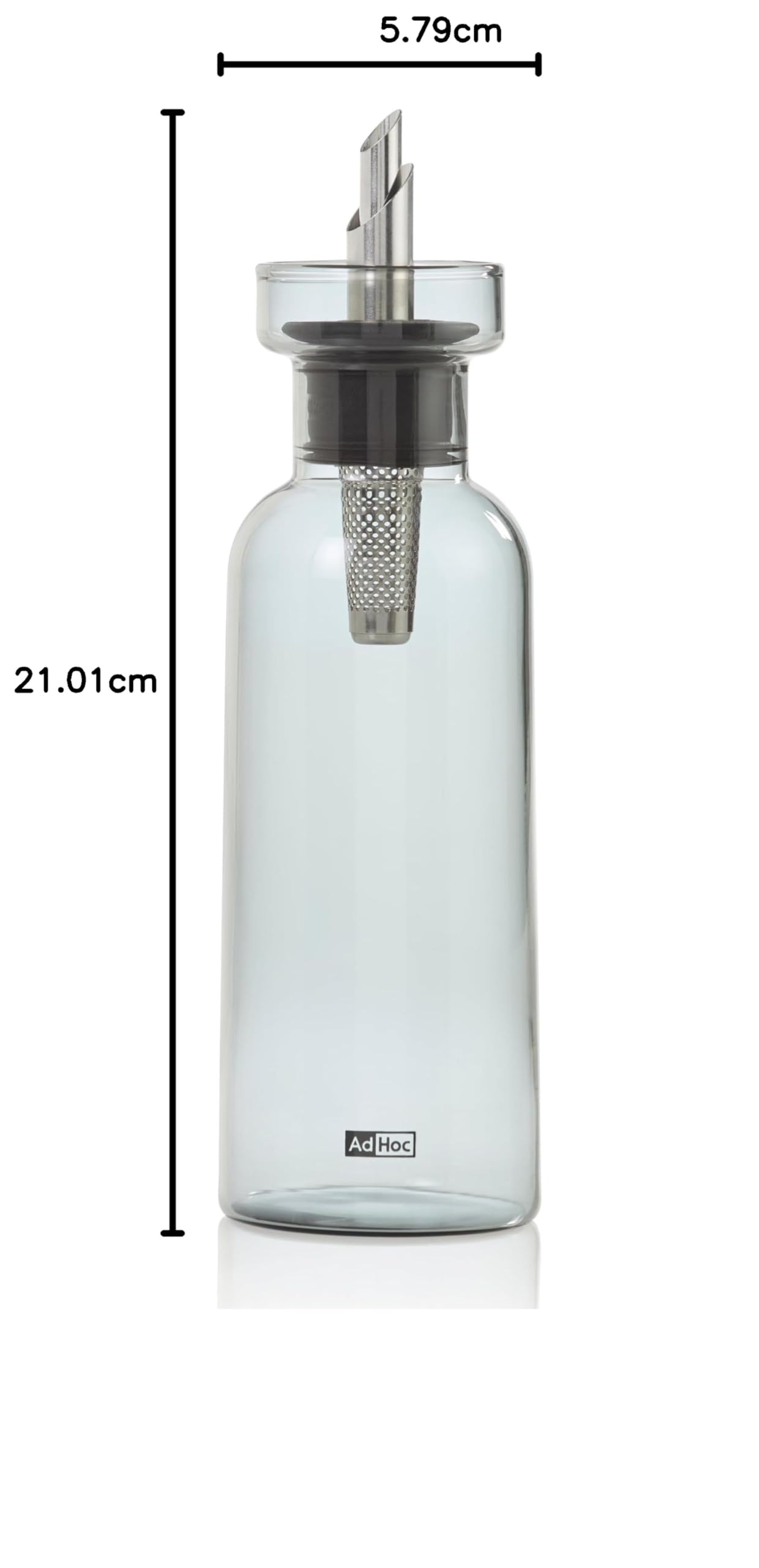 AdHoc AromaPour - Set di 2 bottiglie per olio e aceto, in vetro grigio, 300 ml, dispenser filtrato antigoccia, per olio e aceto, lavabile in lavastoviglie