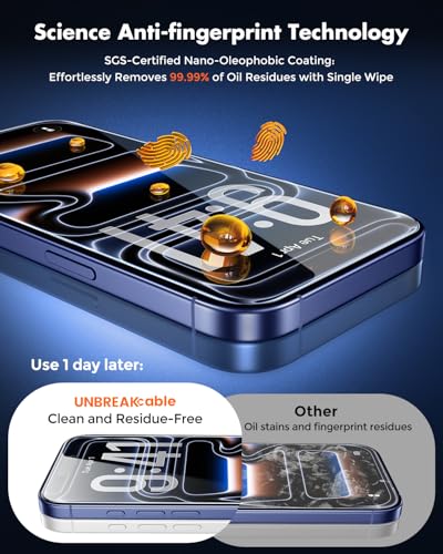 Image of UNBREAKcable for iPhone 17 Pro Screen Protector [Quick-Installation Box] 3-Pack 9H+ Hardness Shatterproof Tempered Glass [99.99% HD Clear] [Case Friendly] [Bubble Free] for iPhone 17 Pro 6.3 inch