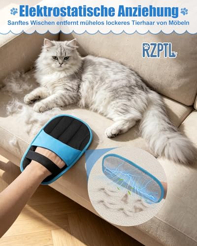 RZPTL 2er Pack Tierhaarentferner Handschuh, Fell Magnet für Hunde und Katzen (Blau) – Ansicht 2