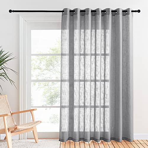 PONY DANCE Cortinas Salon Modernas Cortina Translucida con Aspecto de Lino Visillos para Ventanas Cortinas Grises …