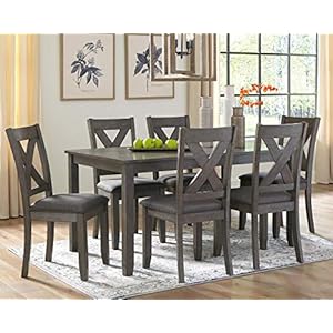 Signature Design by Ashley Caitbrook Rustic 7 Piece Dining Set, Include Table and 6 Chairs, Gray