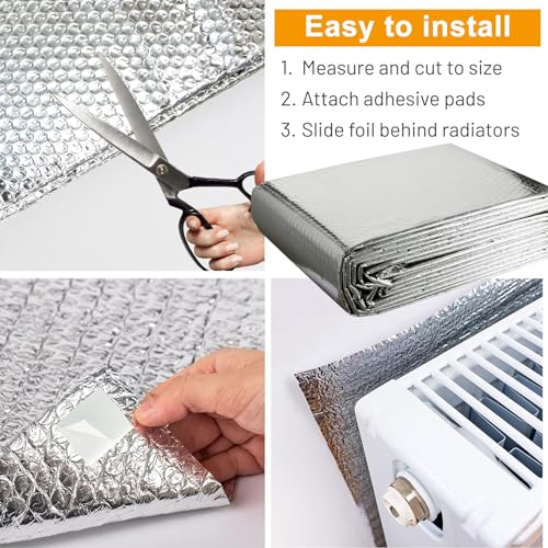 wordmouk Aluminium Bubble Insulation Foil Heat Reflective Radiator Reflector Foil Vapour Barrier Radiator Reflector Panel Thermal Insulation Roll for Wall Loft Boat Caravan Home Shed Auto 0.6x3 m