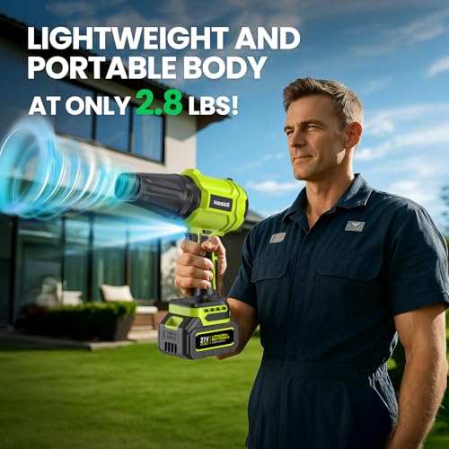 YUQUESEN Electric Leaf Blower Cordless with 2 Batteries & Charger, Green - Image 6