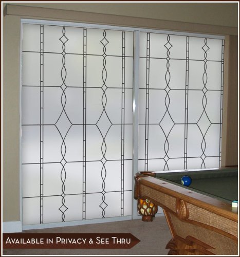 Wallpaper for Windows Allure Leaded Glass Black Privacy Static Cling Window Film