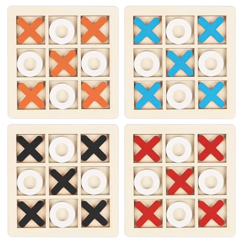 Ainiv 12 Stück Tic Tac Toe Spiel, XOX Spiel, Tic-Tac-Toe Holzspiel, Klassisches Heimbrett, Interaktives Tragbares Eltern Kind Spielzeug für Erwachsene Familienparty Innendekoration Feiern Geburtstag