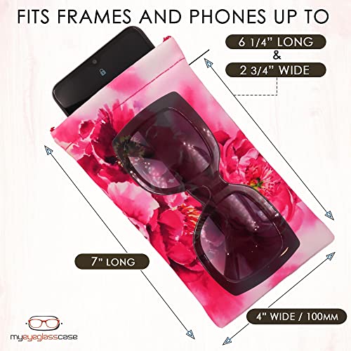 Image of Soft Sunglasses case | Large Glasses Case Holder - Eyeglass Pouch Squeeze Top | Glasses pouch Lightweight Extra Layers