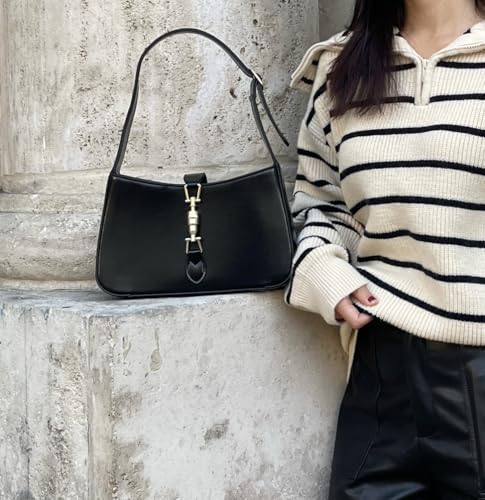 Minimalist Crescent Saddle Shoulder Bag, Clasp Closure4