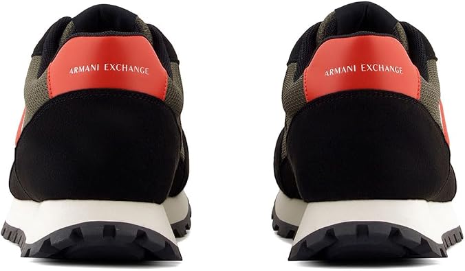 Armani Exchange Men's Drop Sneaker, Black/Olive, 6