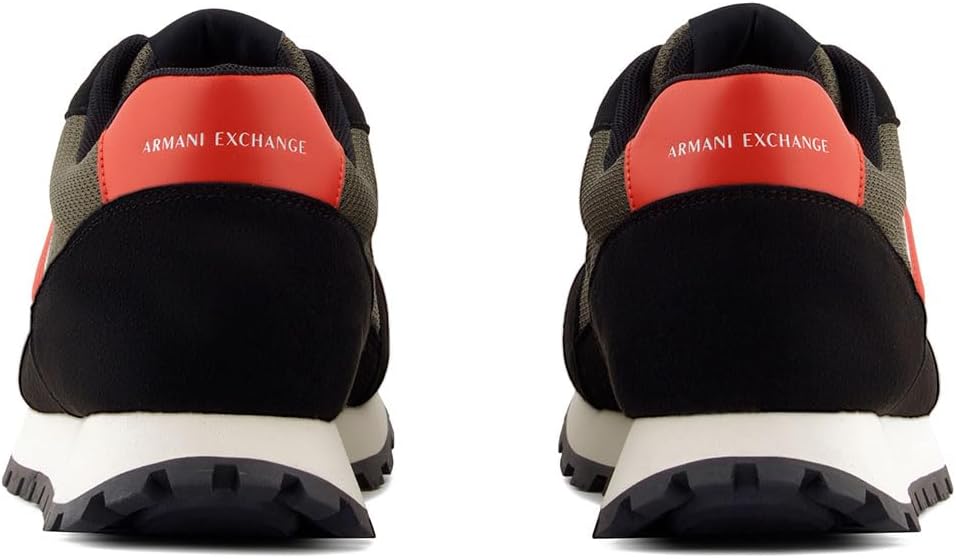 Armani Exchange Men's Drop Sneaker, Black/Olive, 6