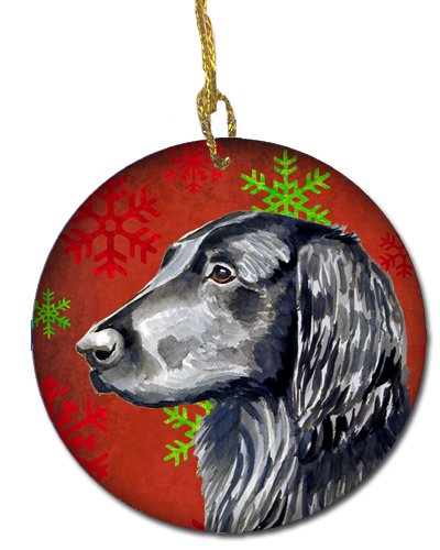 Flat Coated Retriever Red Snowflake Holiday Christmas Ceramic Ornament