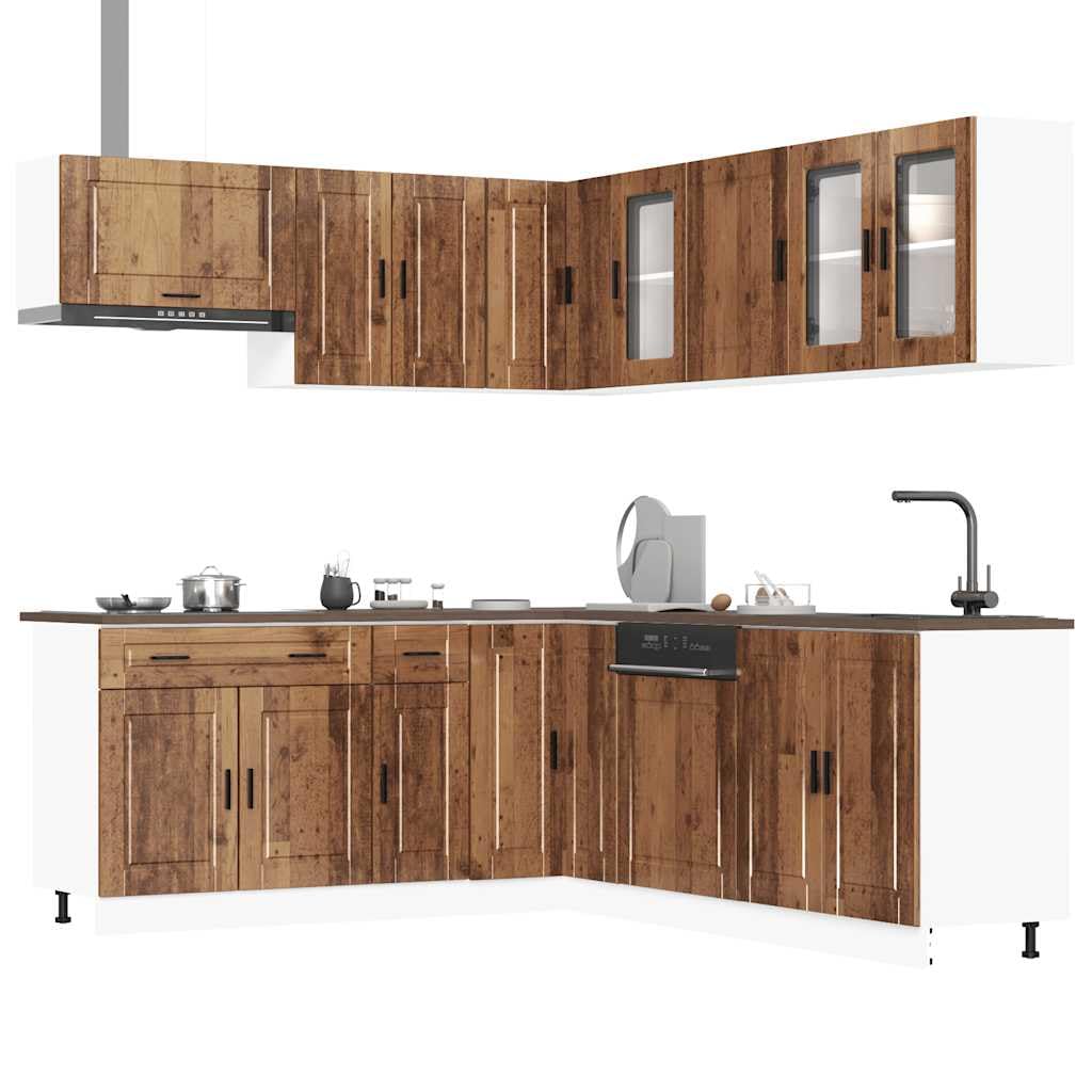 11-TLG Küchenschrank Set Porto Altholz-Optik 80×46×81,5 cm viel Stauraum Modern Design kleine Single Wohn Pantryküche