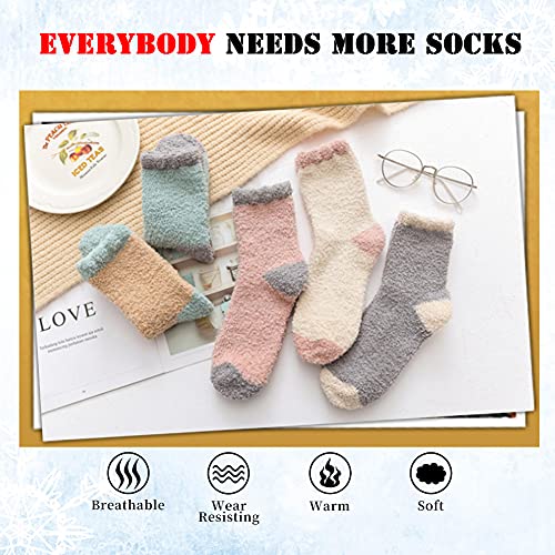 Image of LANLEO 5 /6 Pairs Womens Super Soft Fuzzy Plush Warm Winter Home Sleeping Slipper Socks