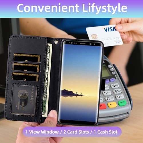 Housse Galaxy Note 8 en cuir synthétique multifonction avec plusieurs emplacements