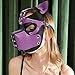 ALMYMM Leather Puppy Mask, Neoprene Puppy Face Muzzle, Removable Full Face Pup Hood Mask, Halloween Mask, Men Cosplay Mask (Purple)