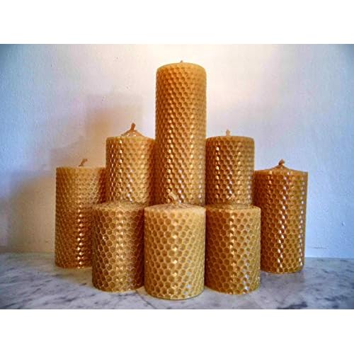 Norfolk Beeswax Company – Beeswax Pillar Candle Gift Set – 8 Beautiful Individual Handmade Candles
