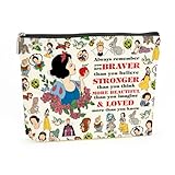 Decohim Magical Princess Makeup Bag Inspired Princess Character Christmas Birthday Friendship Gifts for Women Girls Niece Magic Fairy Tales Inspirational Braver Stronger Beautiful Cosmetic Bag
