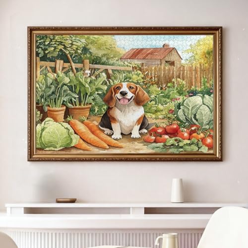 Rompecabezas de 1000 piezas de madera para adultos: Perro Basset Hound 4