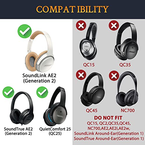 SOULWIT Headband Cover for Bose QuietComfort 25(QC25) Headphones, Replacement Headstrap Pad Repair Part - White&Beige - Image 2