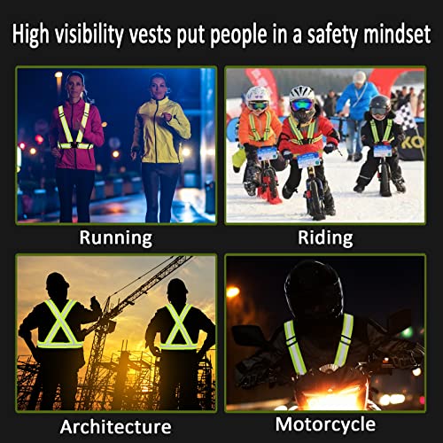 Onumya Reflective Vest, 2Pcs Reflective Safety Vest High Visibility Running Vest, Adjustable & Elastic Straps, Hi Vis Vest For Men Women Cycling, Jogging, Motorcycle, Walking, Construction #TOP6