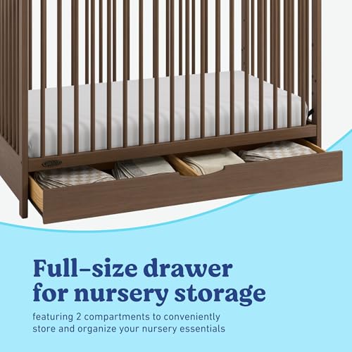 Image of Graco Olivia 3-in-1 Convertible Crib with Drawer - Converts from Baby Crib to Toddler Bed and Daybed, GREENGUARD Gold Certified, Baby Safety Alliance Verified, Easy Assembly (Hazelnut)