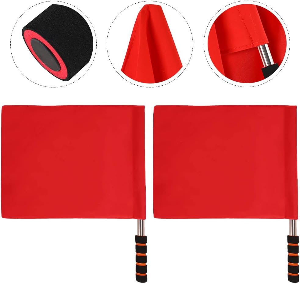 GANAZONO 4pcs Referee Flag Volleyball Line Judge Flags Stainless Steel Sponge Handle Track and Field Sports Training Volleyball Referee Equipment 45x36cm - Image 3