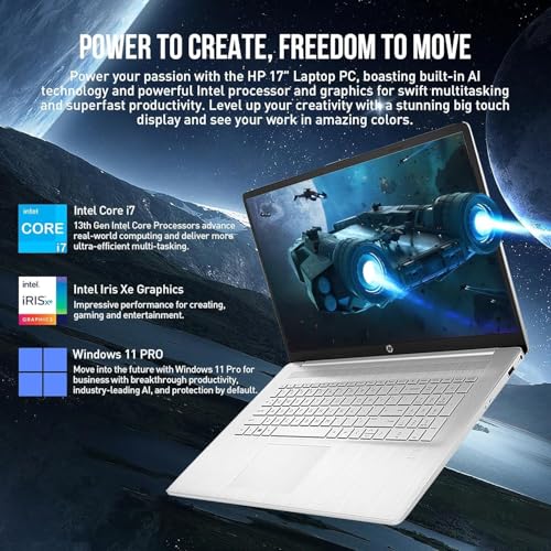 Image of HP 17.3 Inch Touchscreen Laptop with Backlit Keyboard, Intel 13th Core i7-1355U, 64GB RAM, 2TB SSD, Wi-Fi 6, 15Hrs Battery, Rose Gold, Windows 11