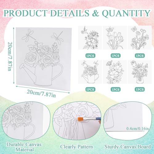 Toiles pré-imprimées thématique florale pour peindre facilement sans savoir dessiner