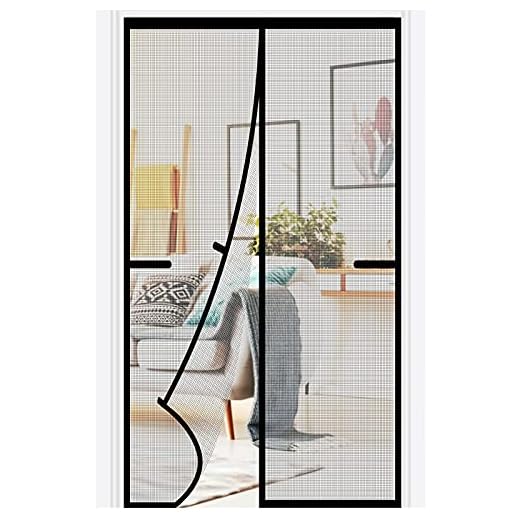 Magnetic Screen Door 36x80 inch Heavy Duty Magnetic Curtain Door Reinforced Fiberglass Mesh Curtain Door Full Frame, Hands Free, Pets Friendly