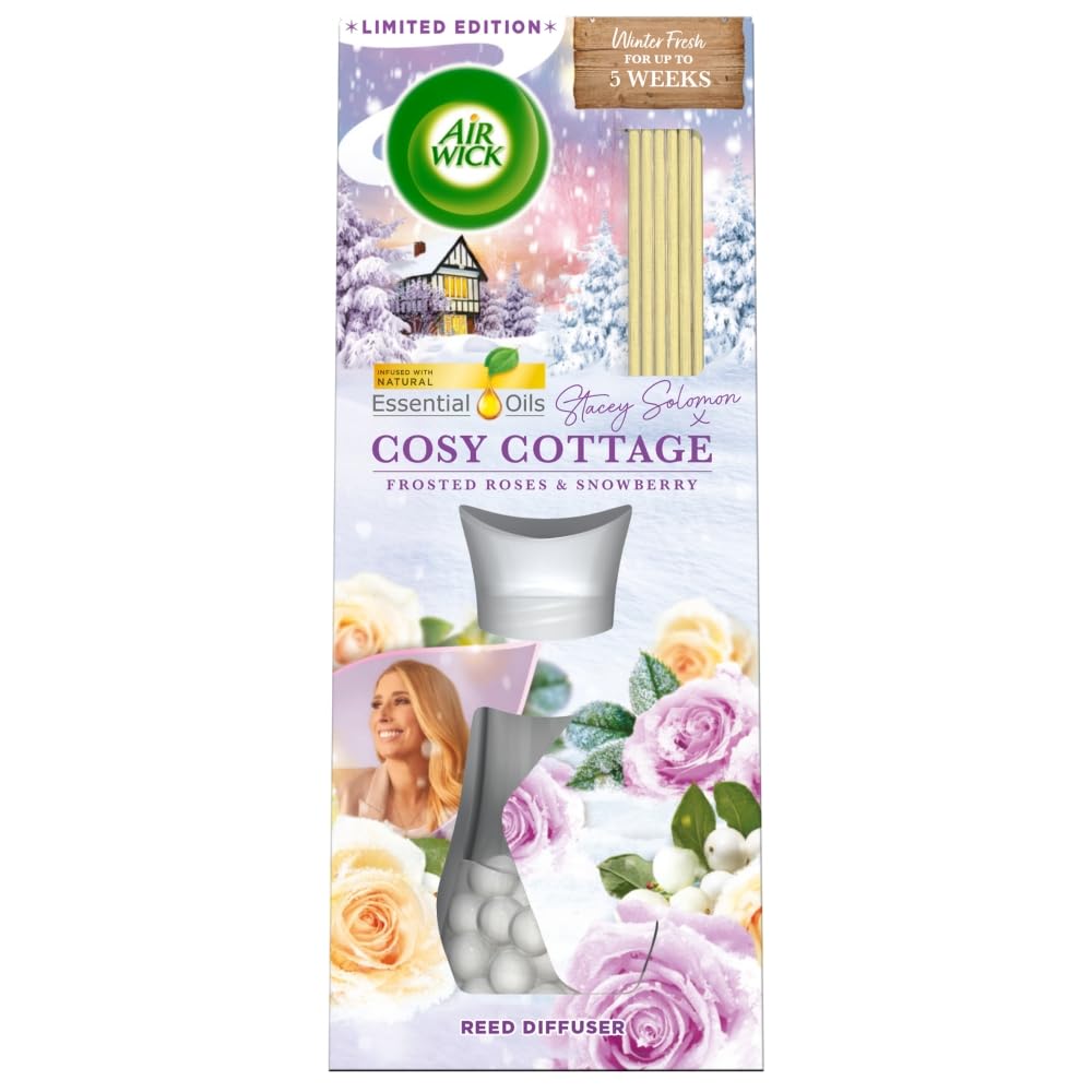 Airwick Air wick |Cosy Cottage Frosted Roses & Snowberry |Air freshener Reed Diffuser| 33ml | Pack of 1, White