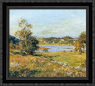 The Breath of Autumn (Waterford, Connecticut) 22x20 Black Ornate Wood Framed Canvas Art by Willard Metcalf