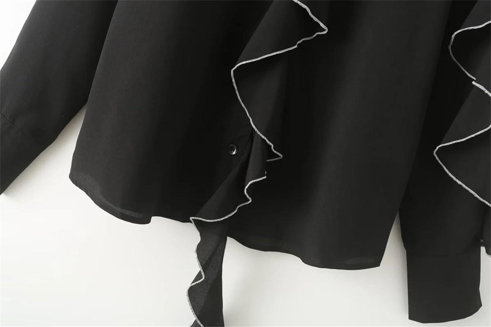 Camicette da donna primaverili con volant per donne eleganti casual allentate camicie a maniche lunghe top