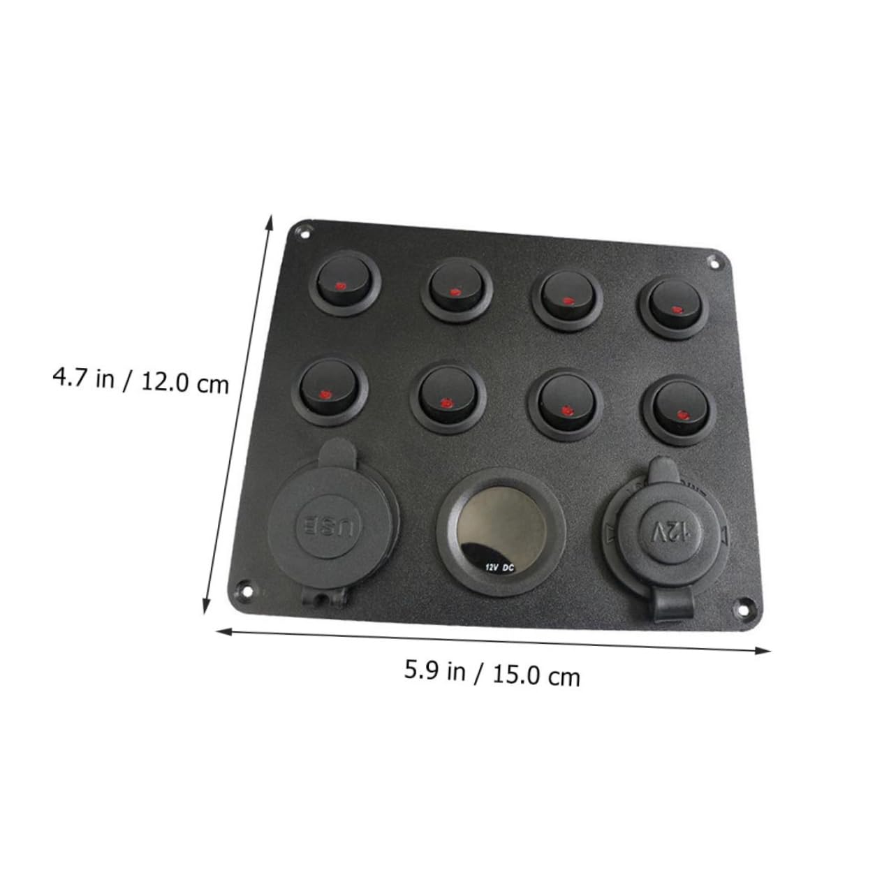 1Set Durable Car Switch Panel with Dual USB Charger and Digital Voltmeter for Boat Rv Caravan and Vehicle Lighting Pre Wired Assembly with Switches and Voltage