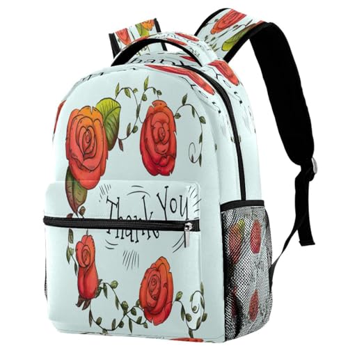 Sac à dos d'école fleurs et remerciements multicolore pour adolescents 40cm