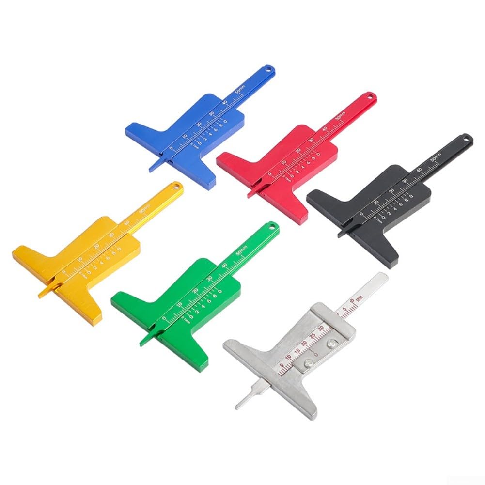 Misuratore di profondità del battistrada, da 0 mm a 50 mm, in acciaio inox, strumento di misurazione per auto, moto, camion, rimorchi, sonda resistente, design compatto (argento)