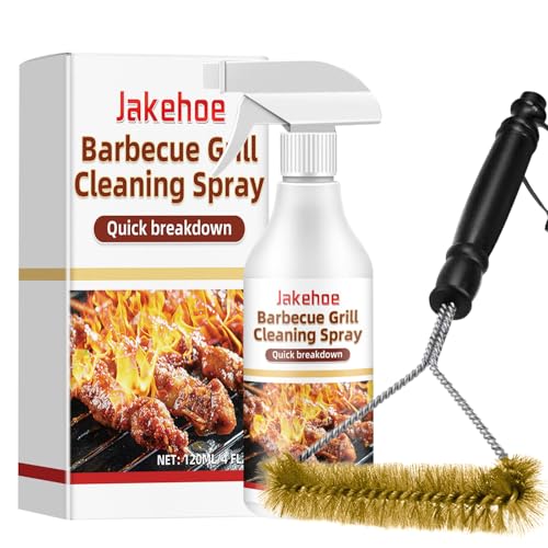 Limpiador Barbacoa 120ml + Cepillo Barbacoa, Spray Limpiador,de Parrilla, Cepillo, Spray, para de Gas y Parrilla de Carbón